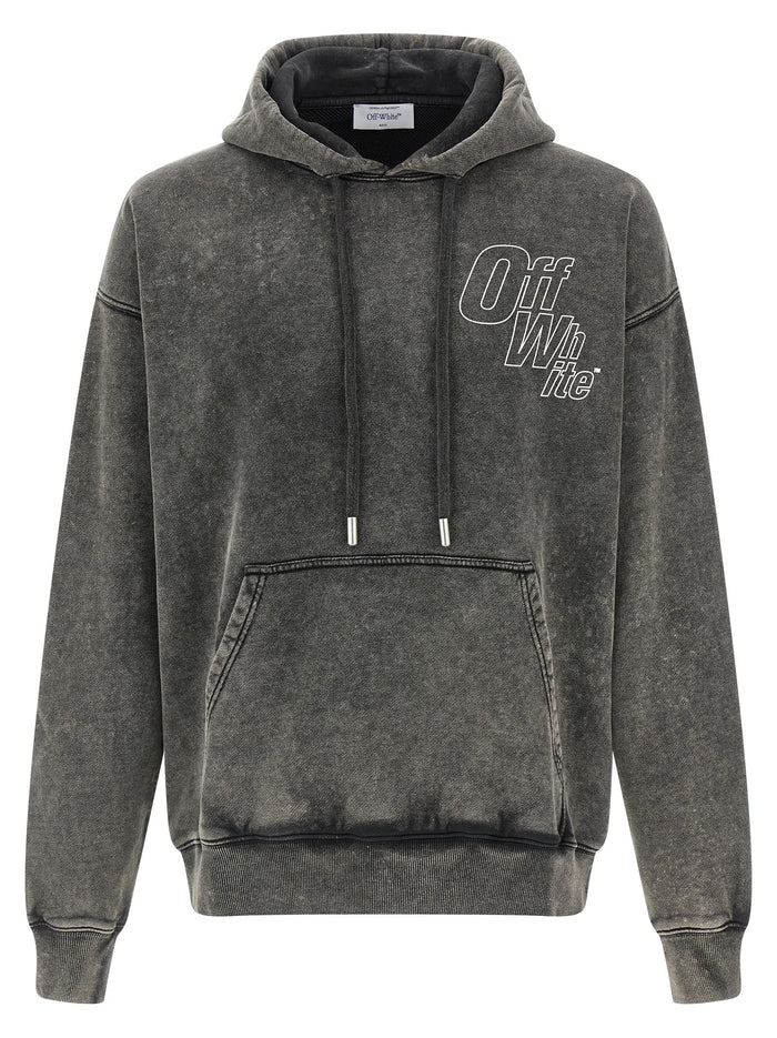 Outline Arrow Skate Hoodie Gray Cotton Sweatshirt