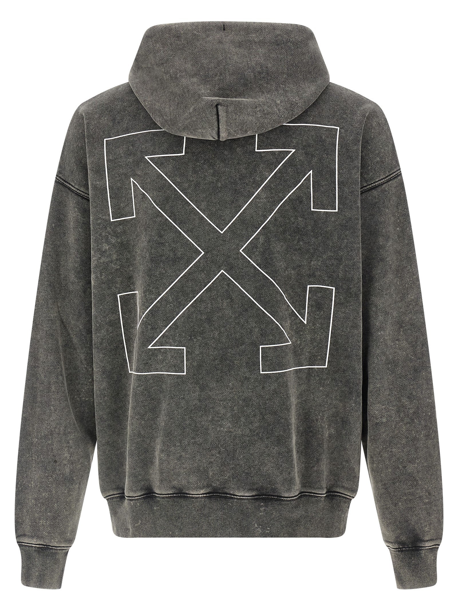 Outline Arrow Skate Hoodie Gray Cotton Sweatshirt