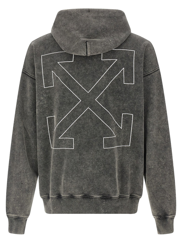 Outline Arrow Skate Hoodie Gray Cotton Sweatshirt