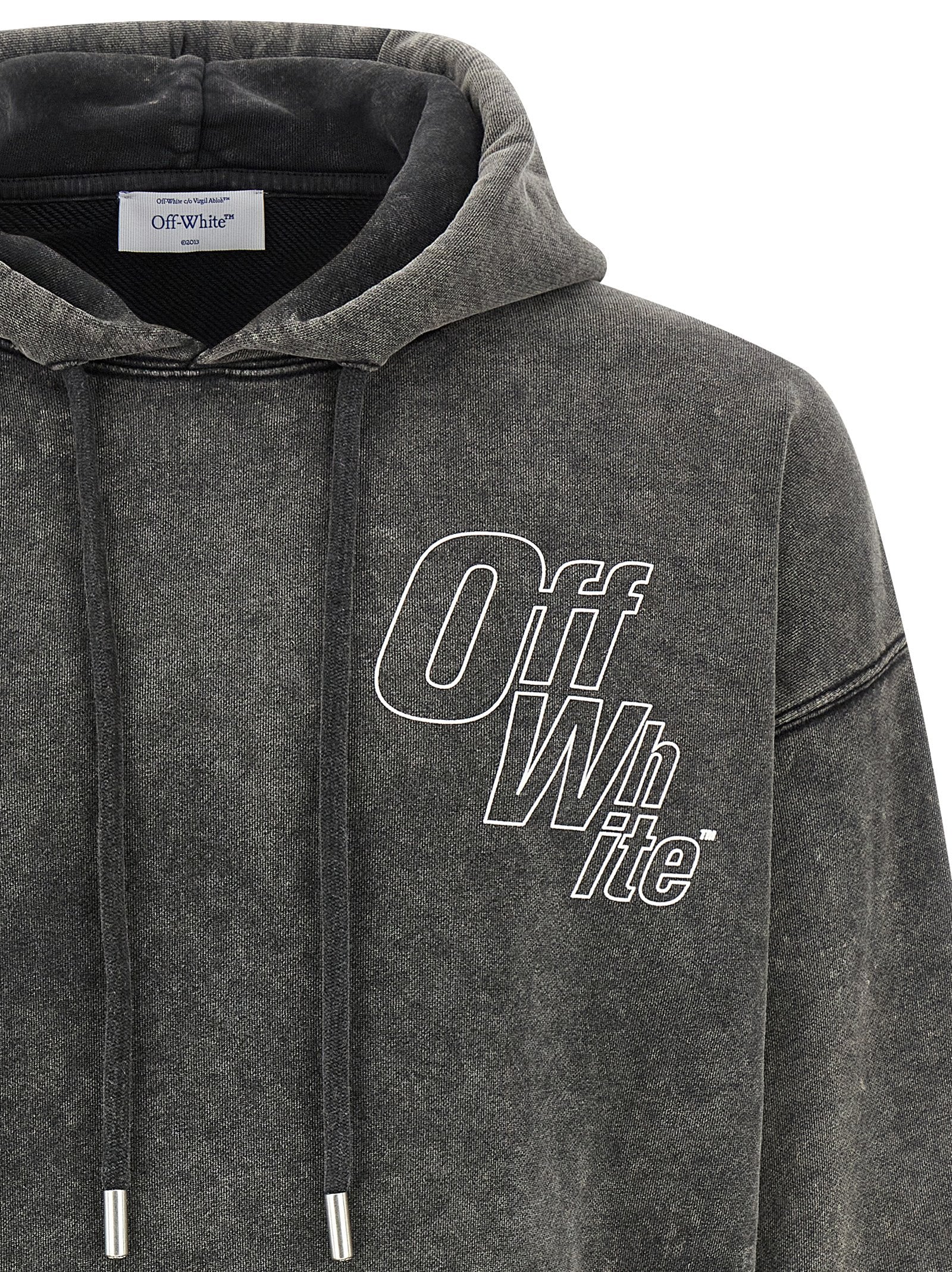 Outline Arrow Skate Hoodie Gray Cotton Sweatshirt