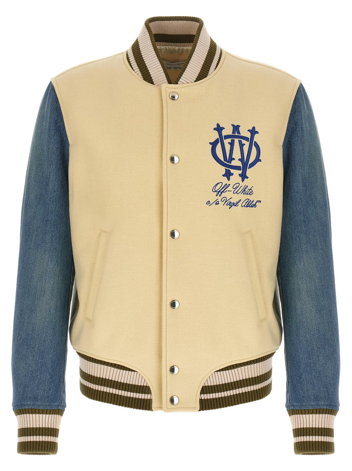 Gothic Wool Denim Varsity bomber jacket Multicolor Viscose Down Jacket, Parka, Casual