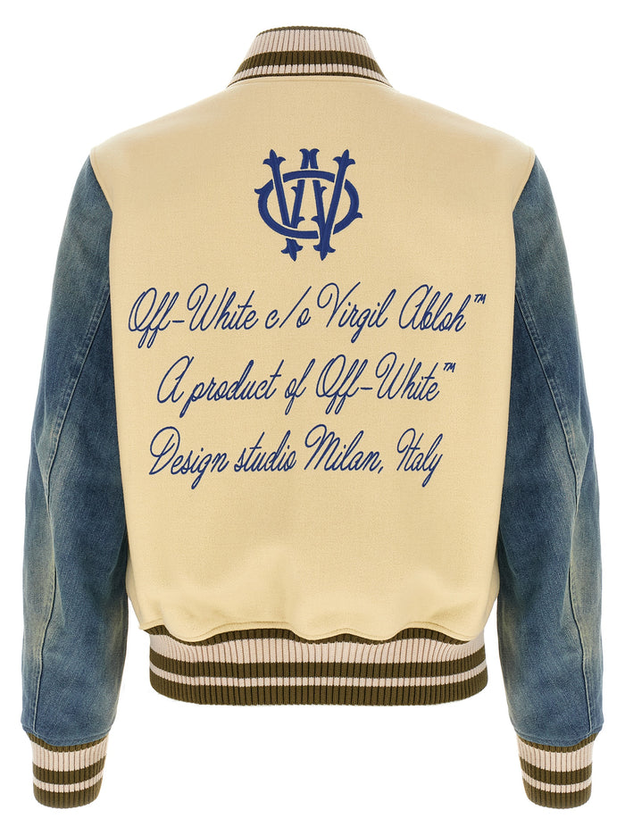 Gothic Wool Denim Varsity bomber jacket Multicolor Viscose Down Jacket, Parka, Casual