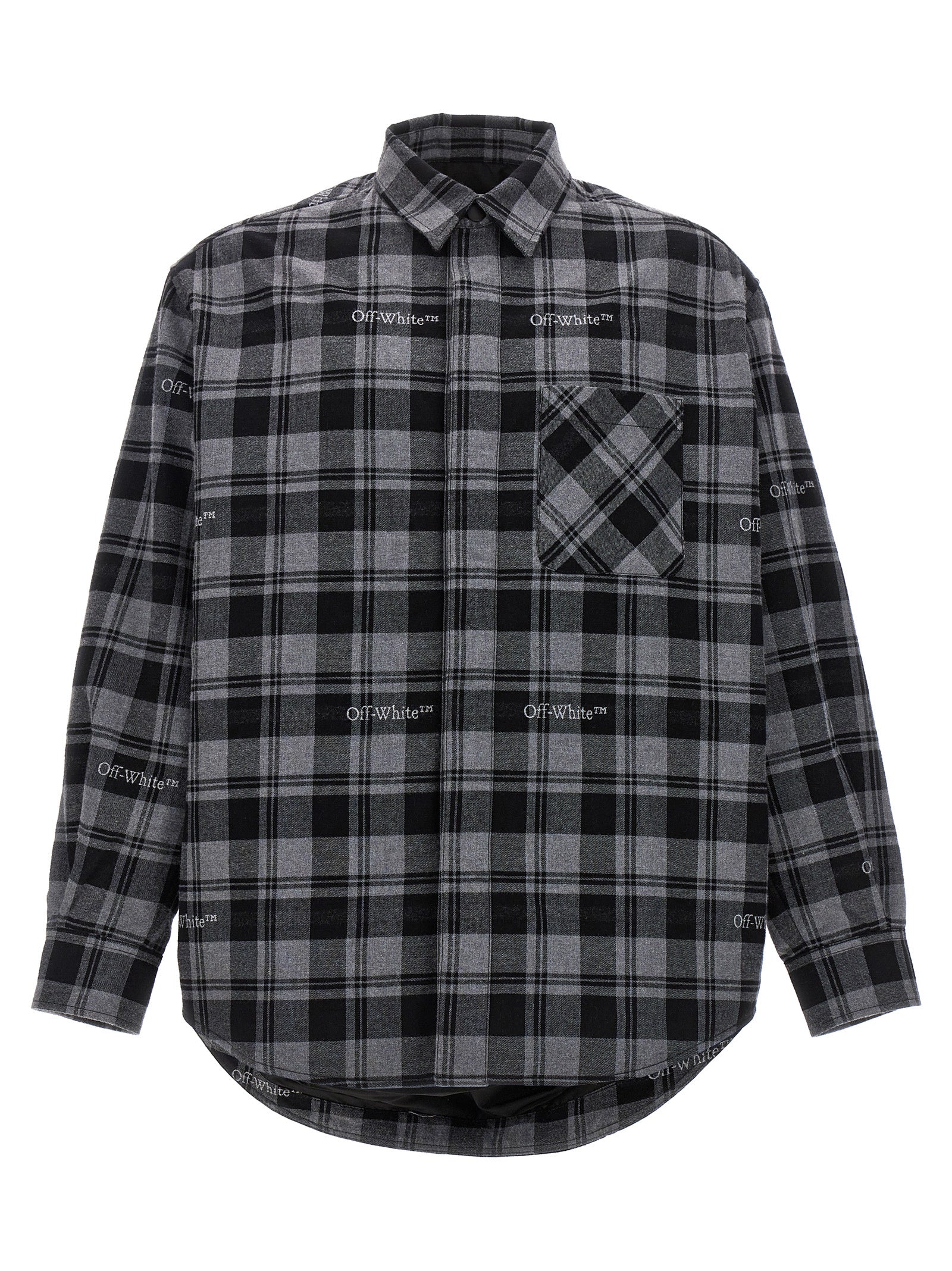 Check Flannel Padded jacket Gray Cotton Down Jacket, Parka, Casual