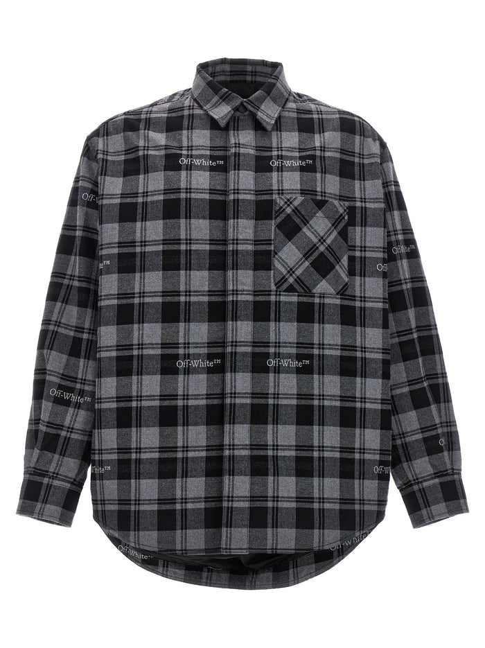 Check Flannel Padded jacket Gray Cotton Down Jacket, Parka, Casual