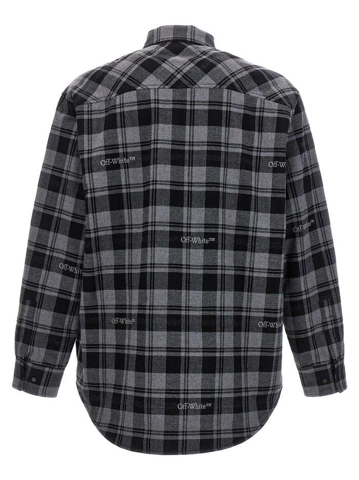 Check Flannel Padded jacket Gray Cotton Down Jacket, Parka, Casual