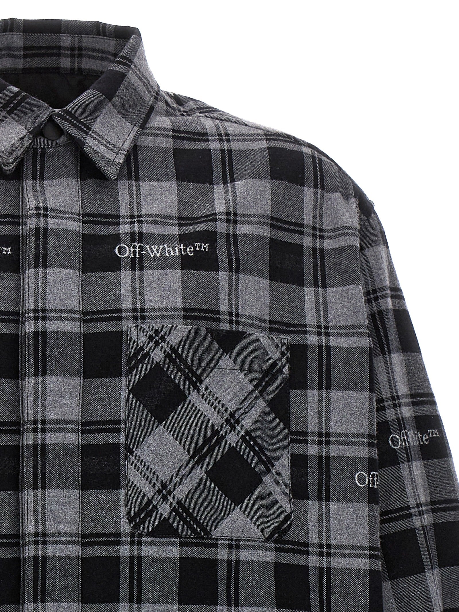 Check Flannel Padded jacket Gray Cotton Down Jacket, Parka, Casual