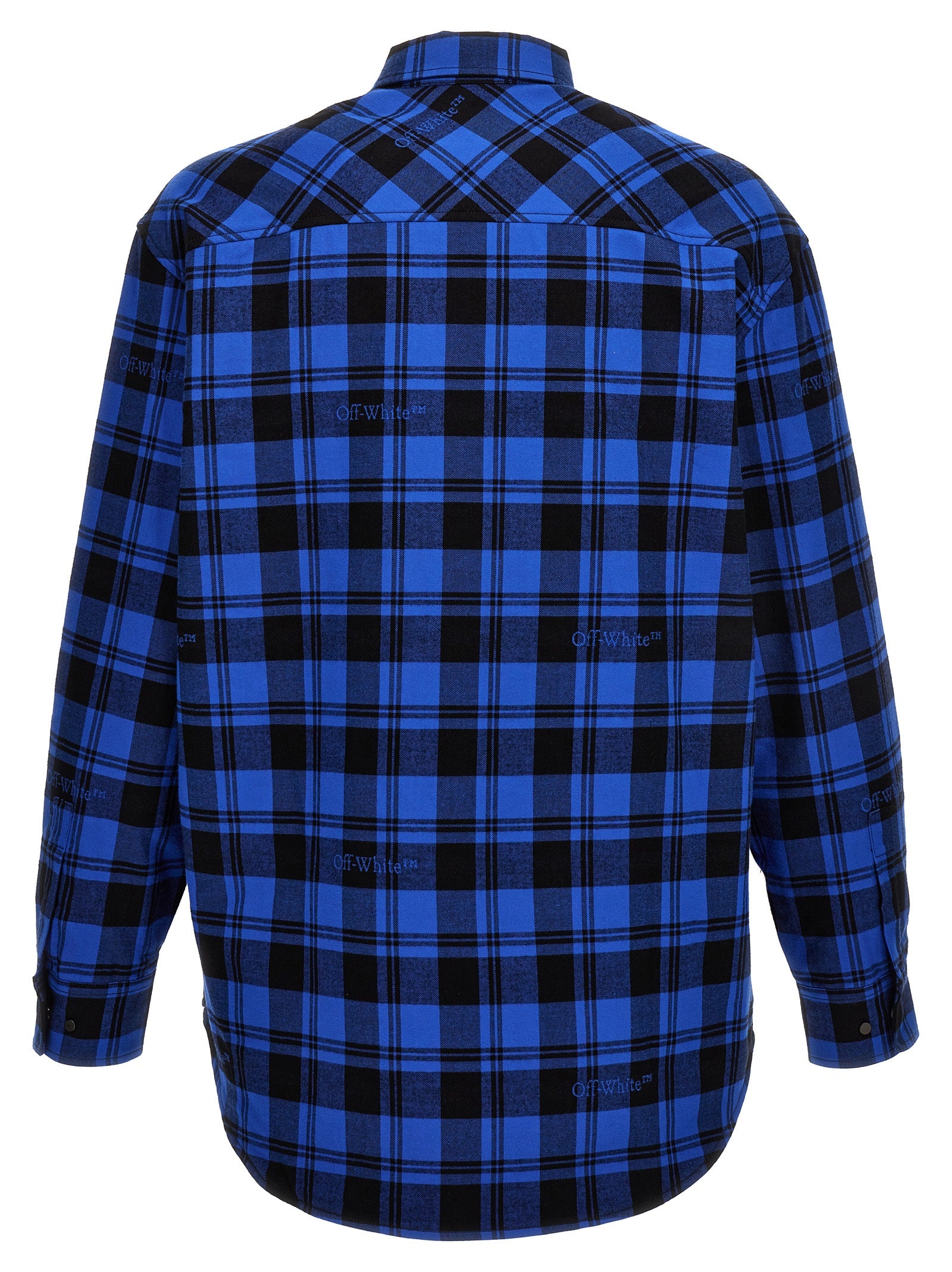 Check Flannel overshirt Blue Cotton Down Jacket, Parka, Casual Jackets