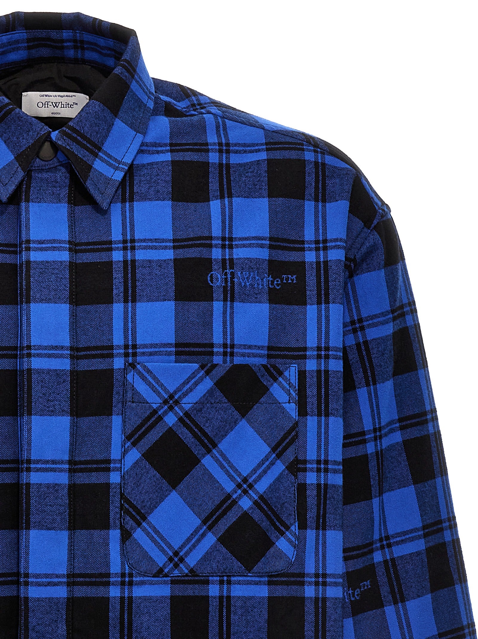 Check Flannel overshirt Blue Cotton Down Jacket, Parka, Casual Jackets