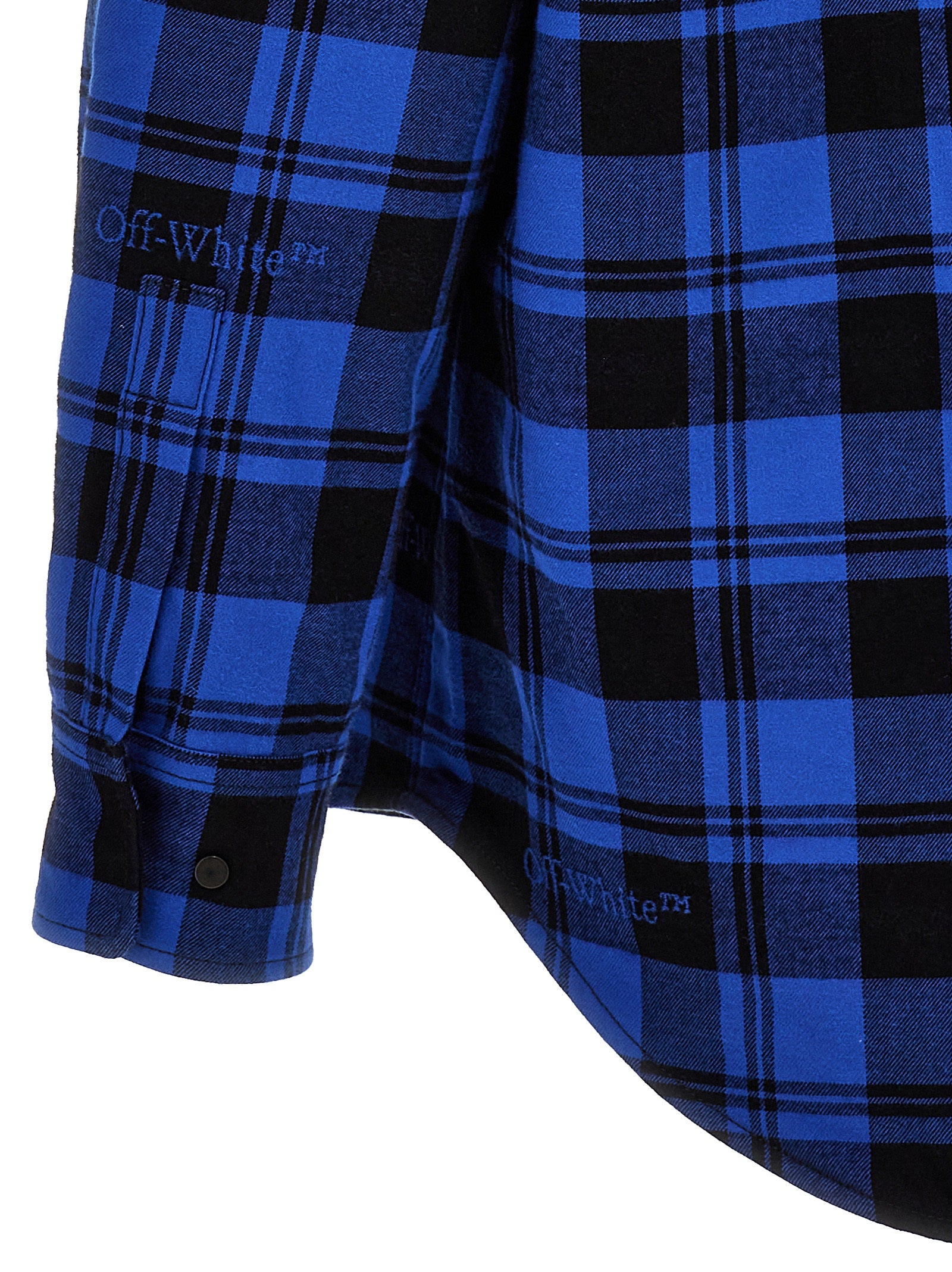Check Flannel overshirt Blue Cotton Down Jacket, Parka, Casual Jackets
