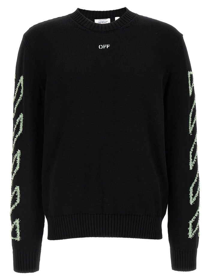 Diag Outline sweater Black Cotton Sweater, Cardigans