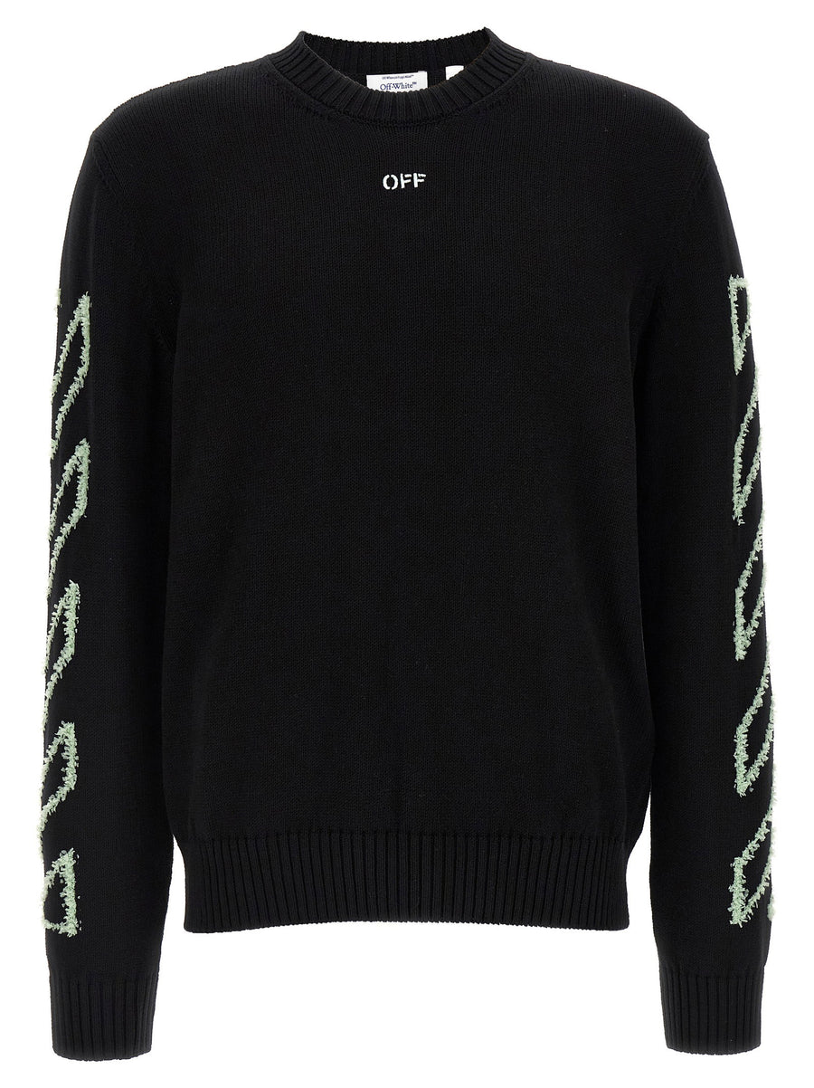 Off White Diag Outline Knit Sweater — Black