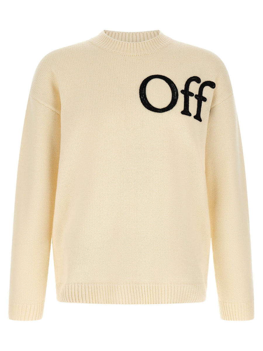 Off White Logo-Embroidered Sweatshirt — Cream