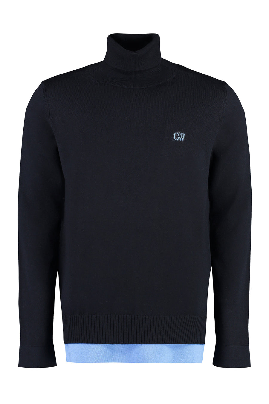 Wool Turtleneck Sweater Blue Polyamide