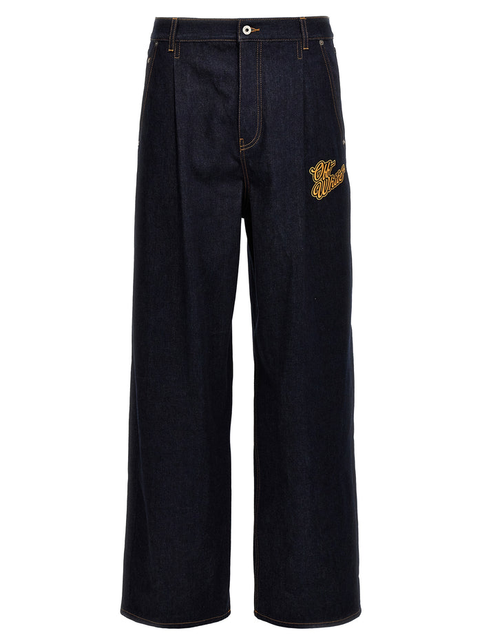 Baggy Tapered Jeans Blue Cotton