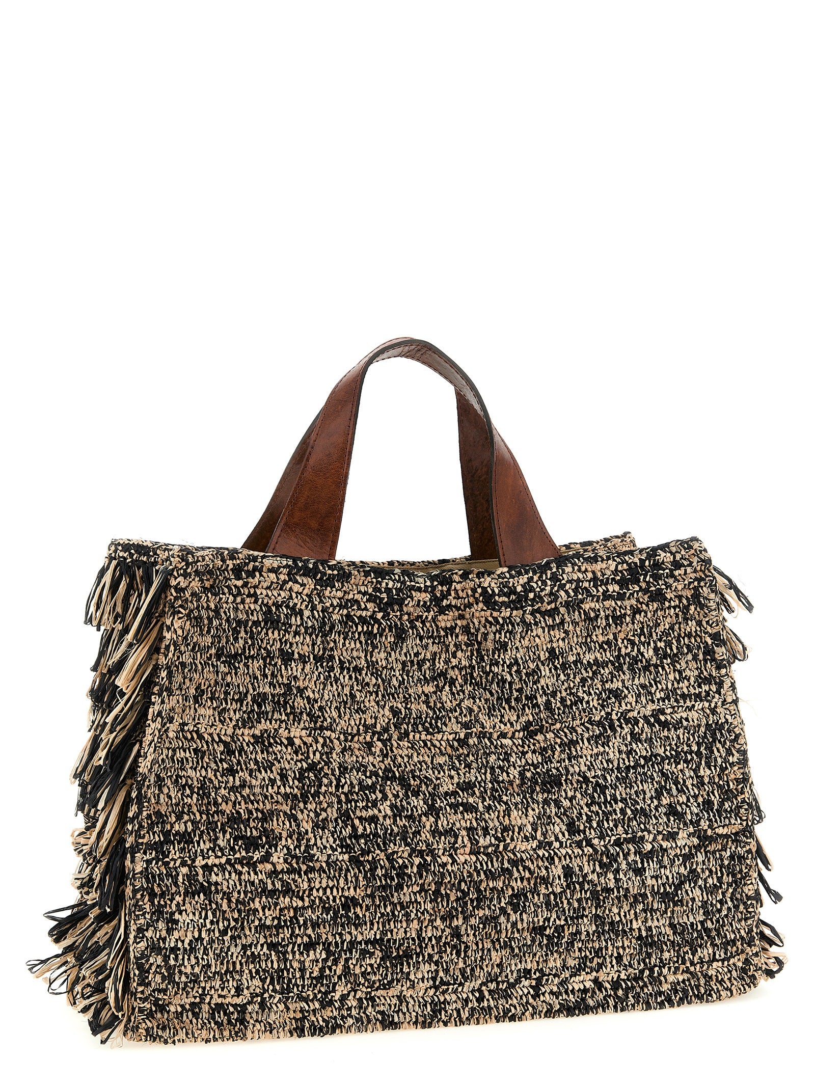 Onja Handbag White/black Raffia Hand Bags