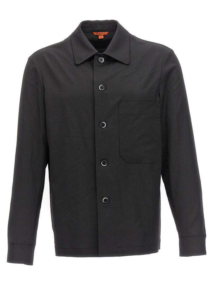 Cedrone Overshirt Blue Virgin Wool Elastane Shirt, Blouse