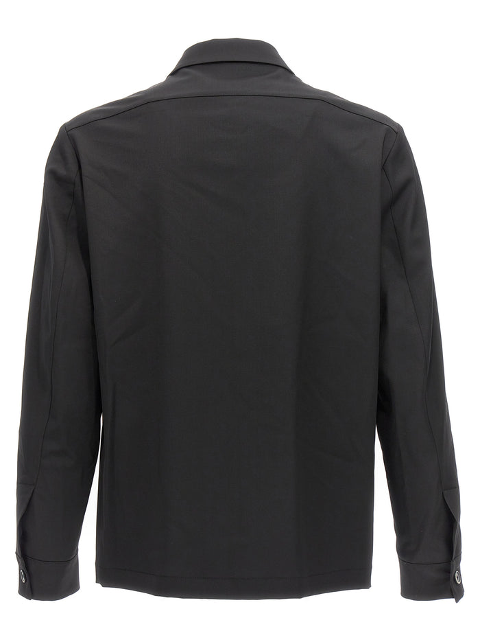 Cedrone Overshirt Blue Virgin Wool Elastane Shirt, Blouse