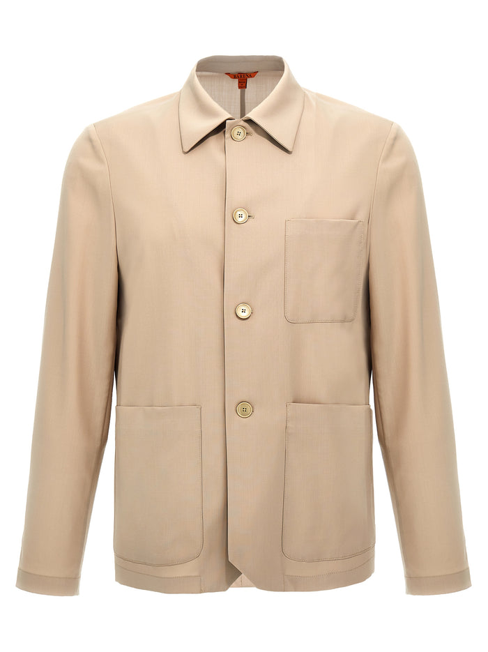 Visal overshirt Beige Virgin Wool Shirt, Blouse