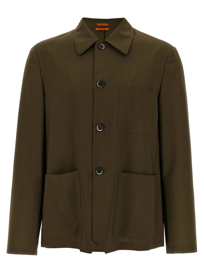 Visal overshirt Green Virgin Wool Shirt, Blouse