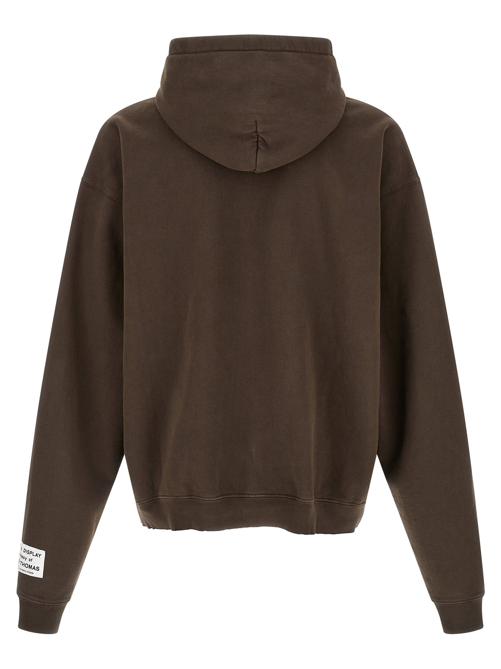 French Logo Painted Hoodie Brown Cotton Sweatshirt