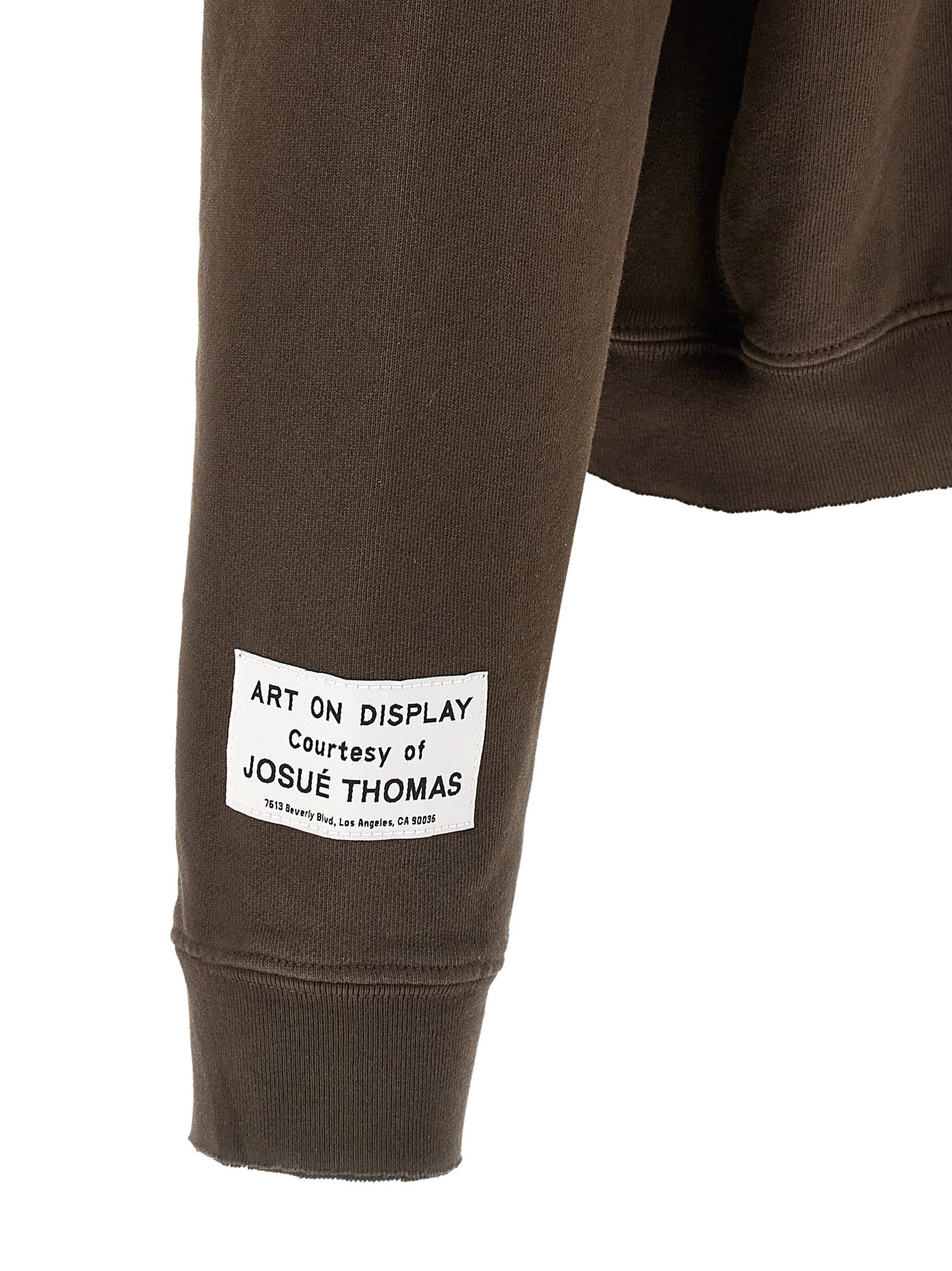 French Logo Painted Hoodie Brown Cotton Sweatshirt
