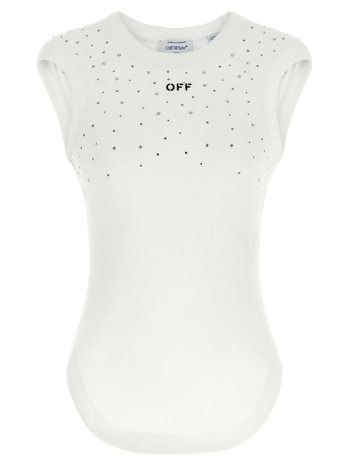 Top Swarowski White Viscose Tops