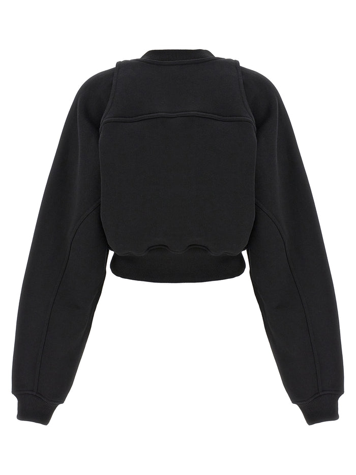 Cropped sweatshirt White/black Cotton