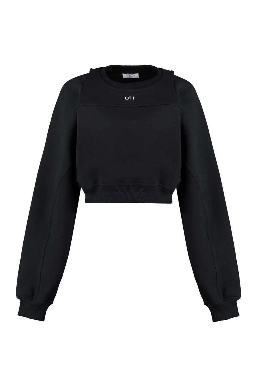 Cropped Logo Detail Cotton Sweatshirt Black Sweatshirts