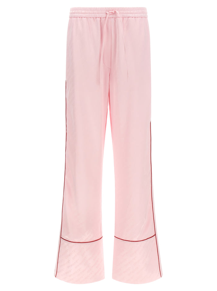Jacquard Satin Pajama pants Pink Viscose Polyester Elastane
