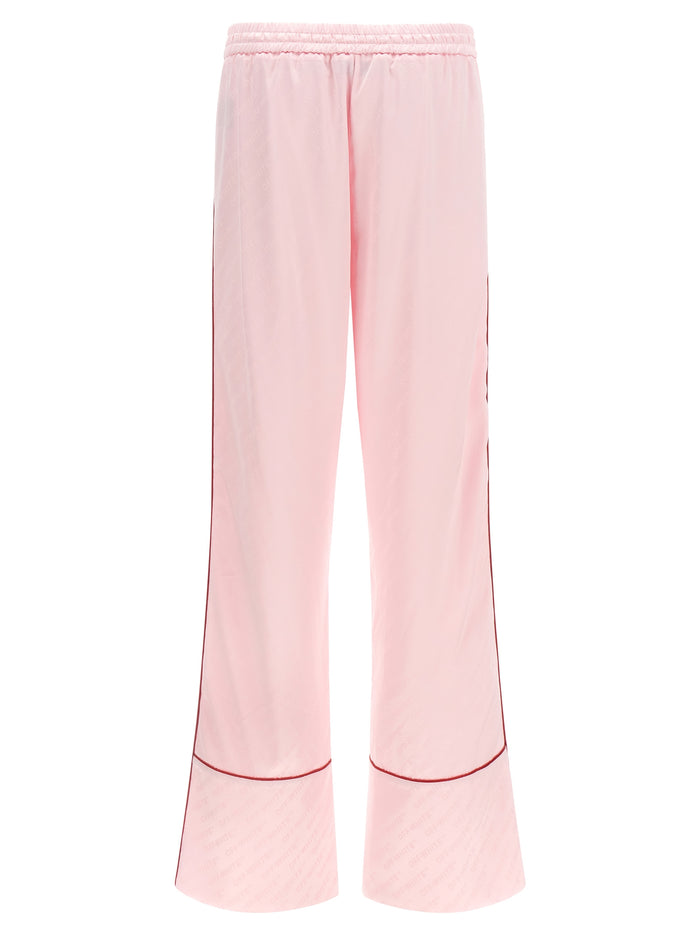 Jacquard Satin Pajama pants Pink Viscose Polyester Elastane