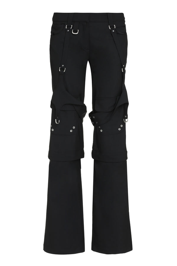 Wool-Blend Cargo Trousers Black Virgin Wool Straight
