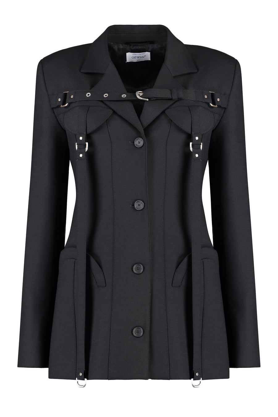 Wool Blend Blazer Black Virgin Jacket