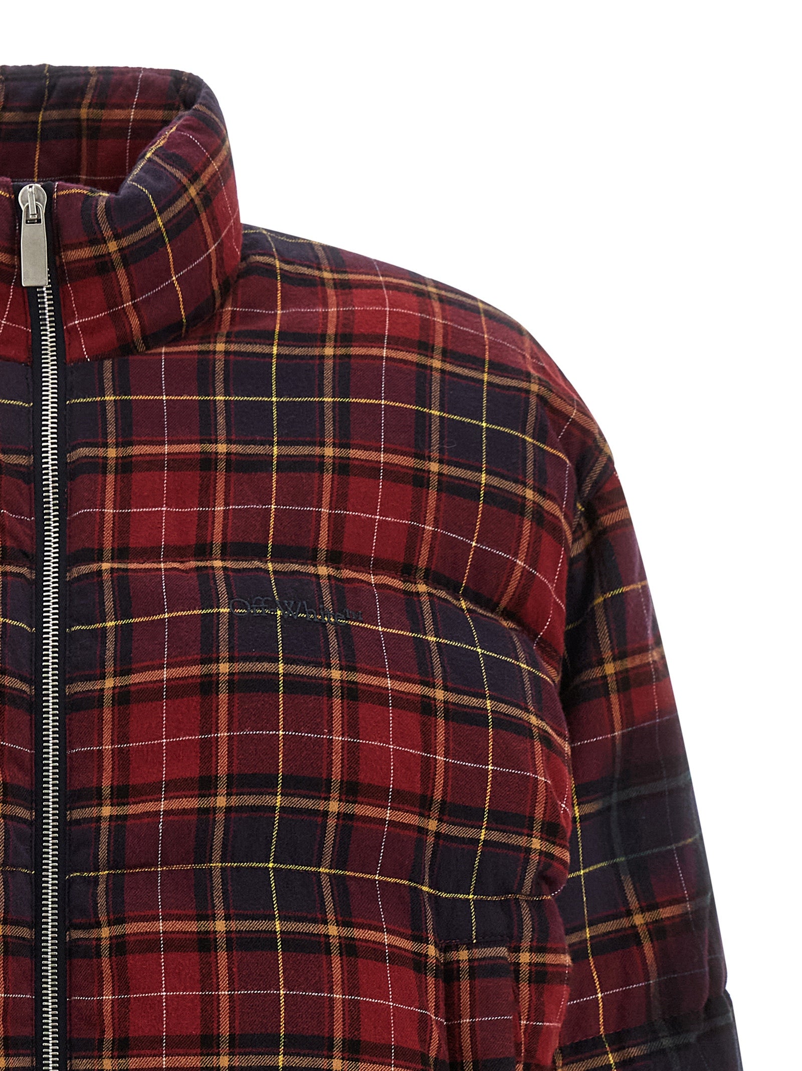 Check Flan Arrow Spray down jacket Bordeaux Cotton Jacket, Parka, Casual