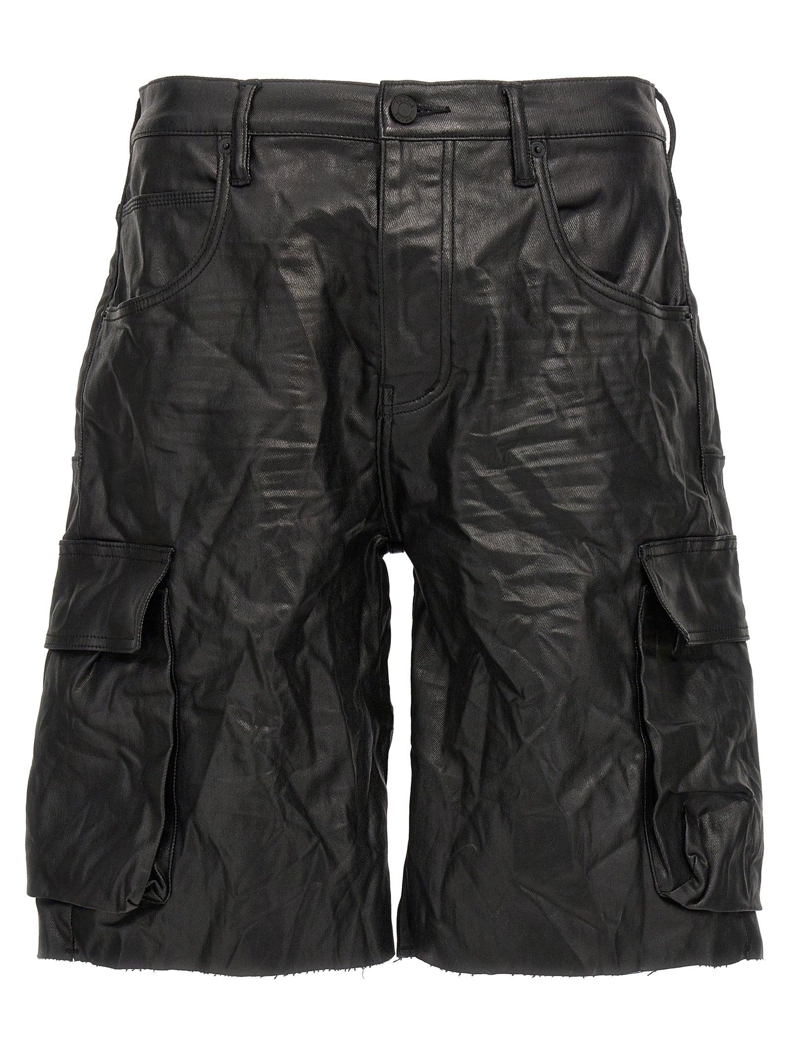 High Shine Cargo bermuda shorts Black Cotton Lycra Bermuda