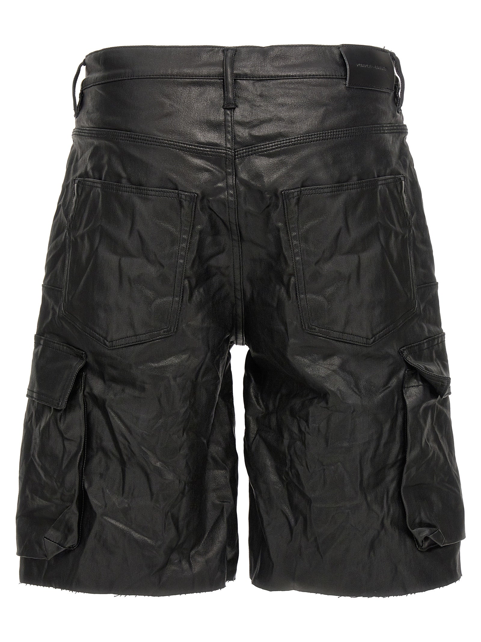 High Shine Cargo bermuda shorts Black Cotton Lycra Bermuda