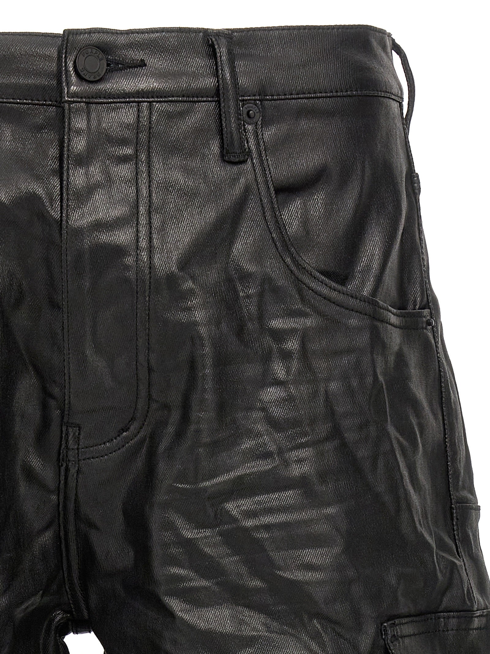 High Shine Cargo bermuda shorts Black Cotton Lycra Bermuda