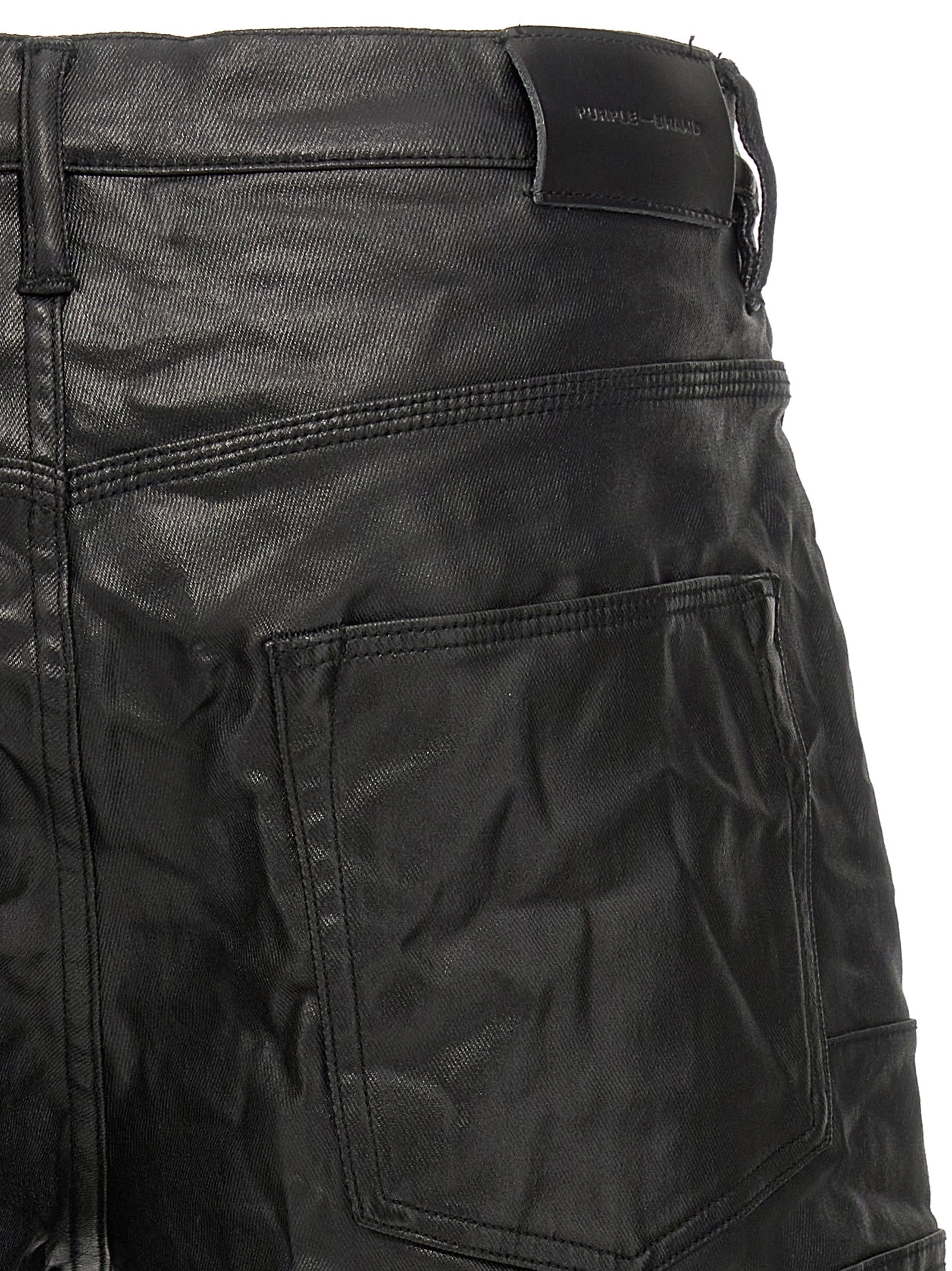High Shine Cargo bermuda shorts Black Cotton Lycra Bermuda
