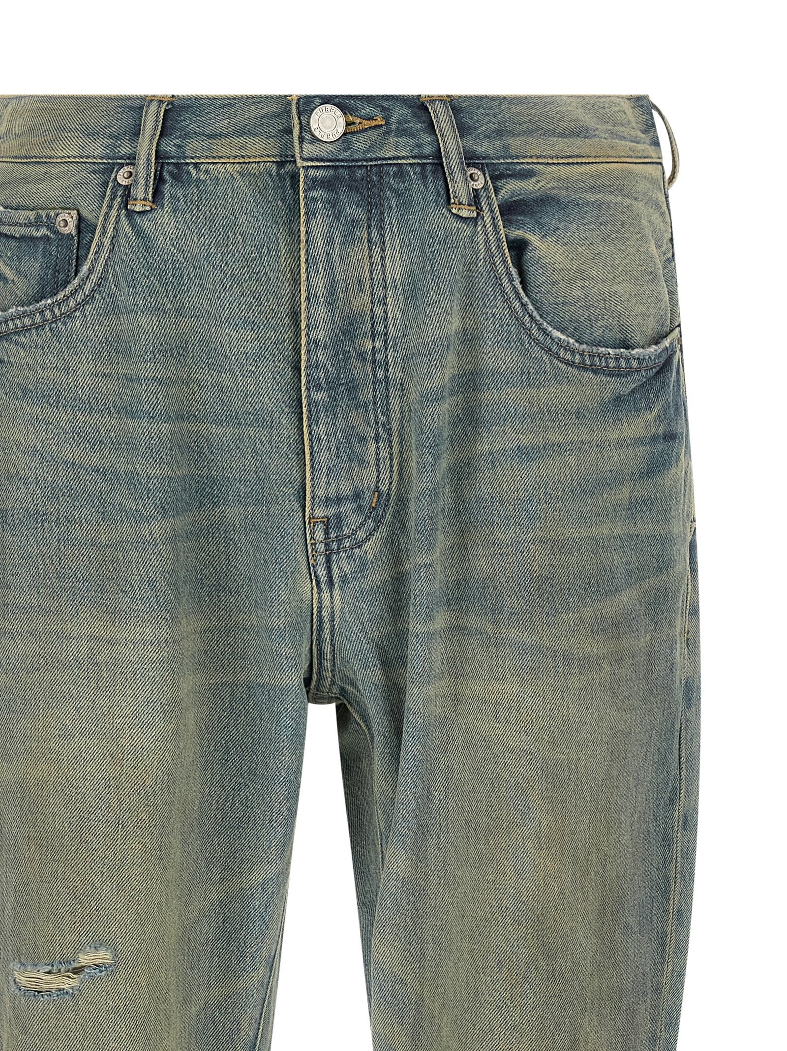 P026 Dirty Fade Rip Boot jeans Light Blue Cotton