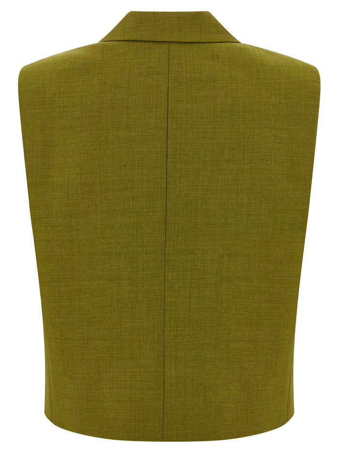 Double-breasted vest Green Polyester Gilet