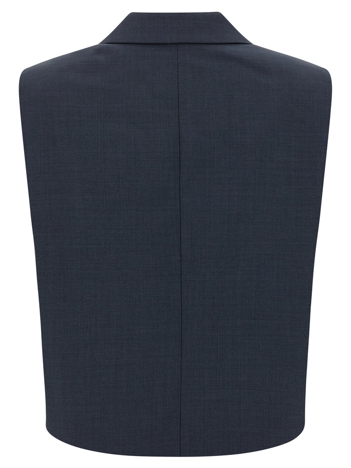 Double-breasted vest Blue Polyester Gilet