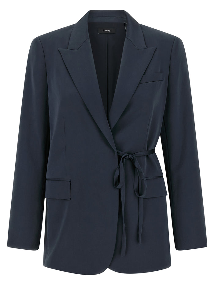 Blazer City Twill Blue Polyester Blazer, Suits