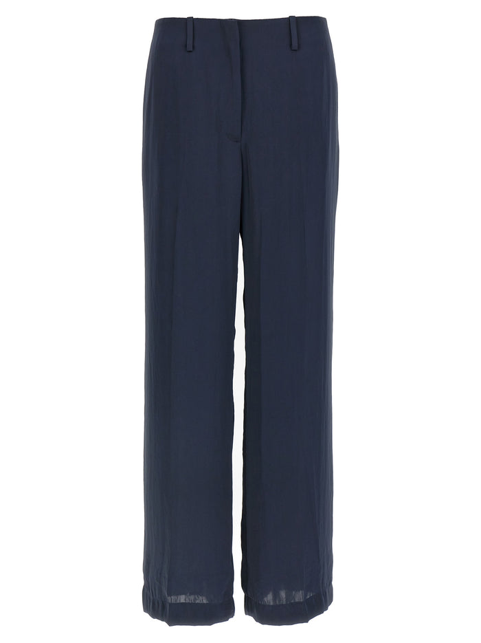 Silk effect trousers Blue Polyester Pant