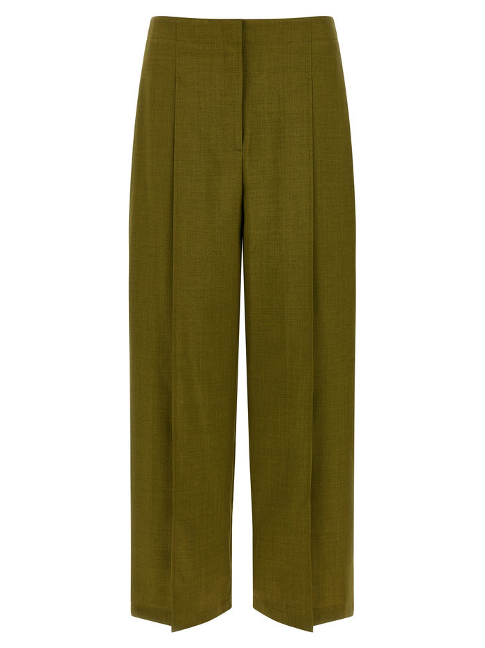Deep Pleat pants Green Polyester
