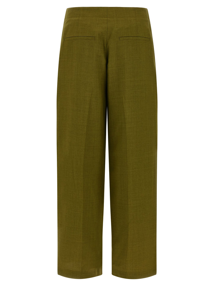 Deep Pleat pants Green Polyester