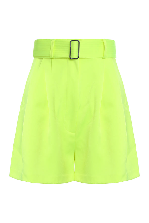 Belted Yellow Shorts Triacetate