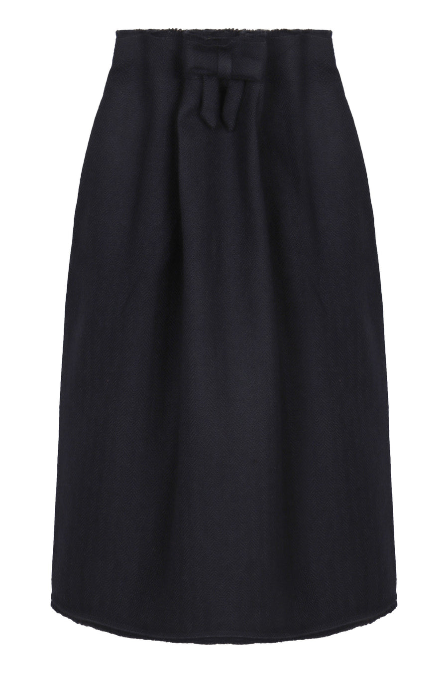 Midi Skirt Chevron Wool Blue Virgin