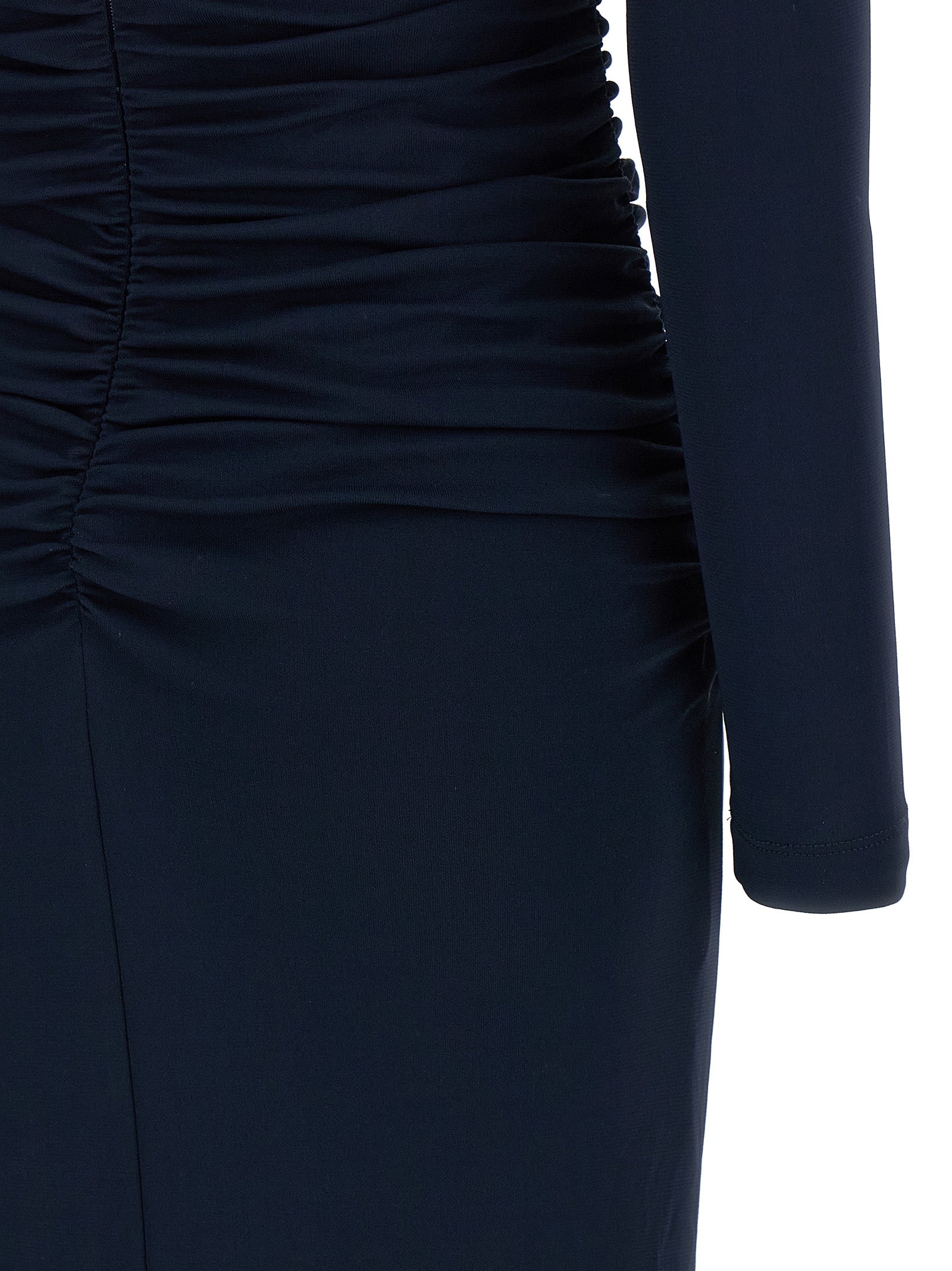 Off-Shoulder 3-4 SLV Ruched Midi dress Blue Acrylic