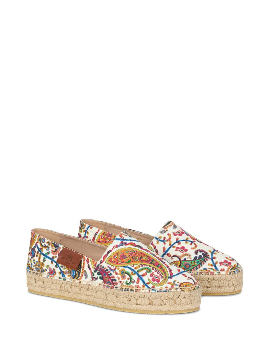 Espadrilles Multi-Floral White Cotton