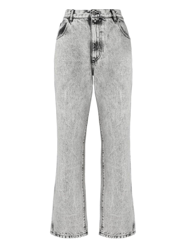Straight-Leg Jeans Black Cotton