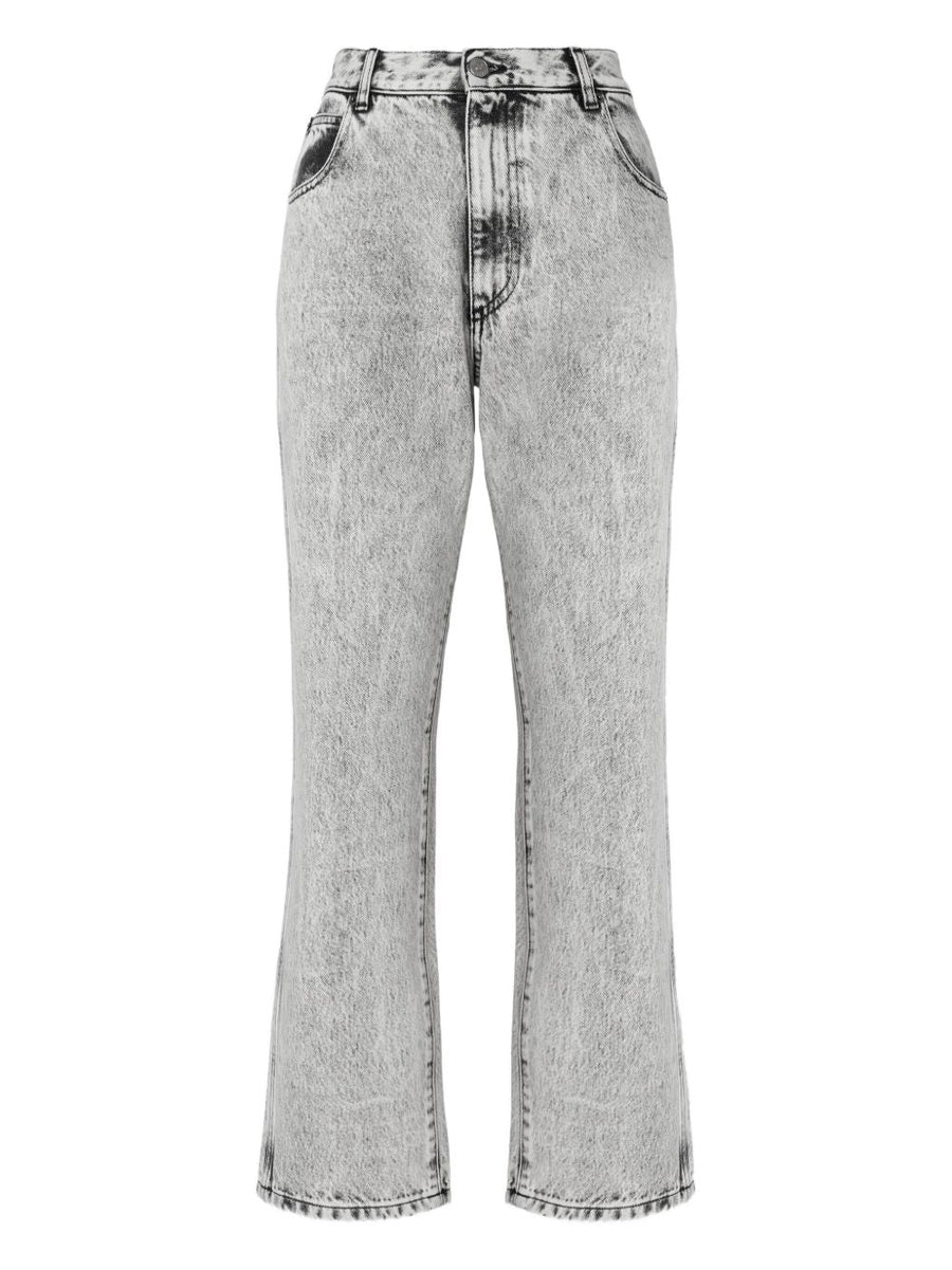 Straight-Leg Jeans Black Cotton